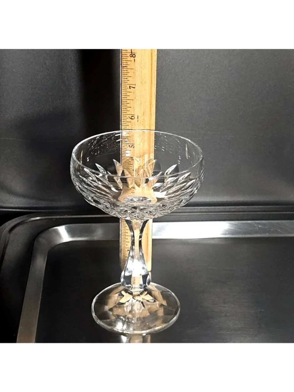 Schott Zwiesel Volterra Champagne Coupe Glass 1980s cut crystal vintage elegance